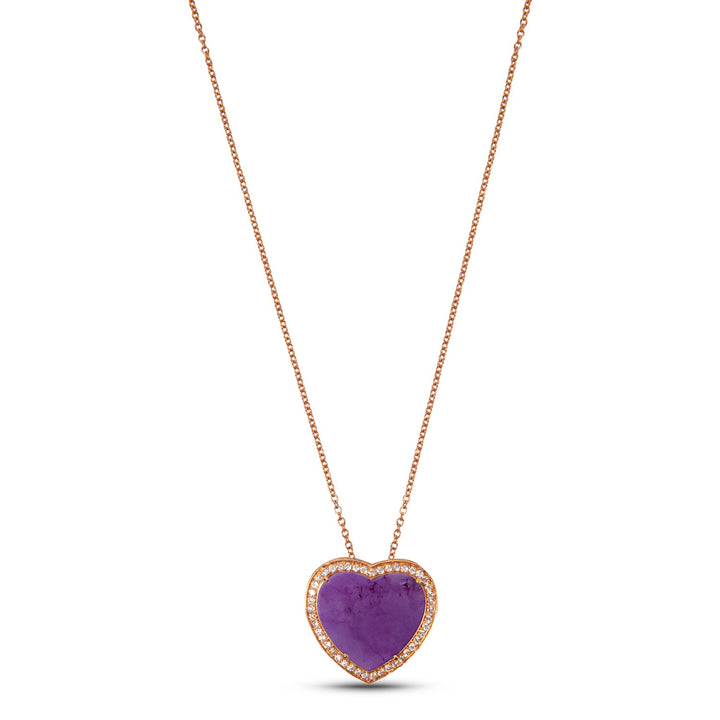 Amore necklace with purple agate in rose gold, large size