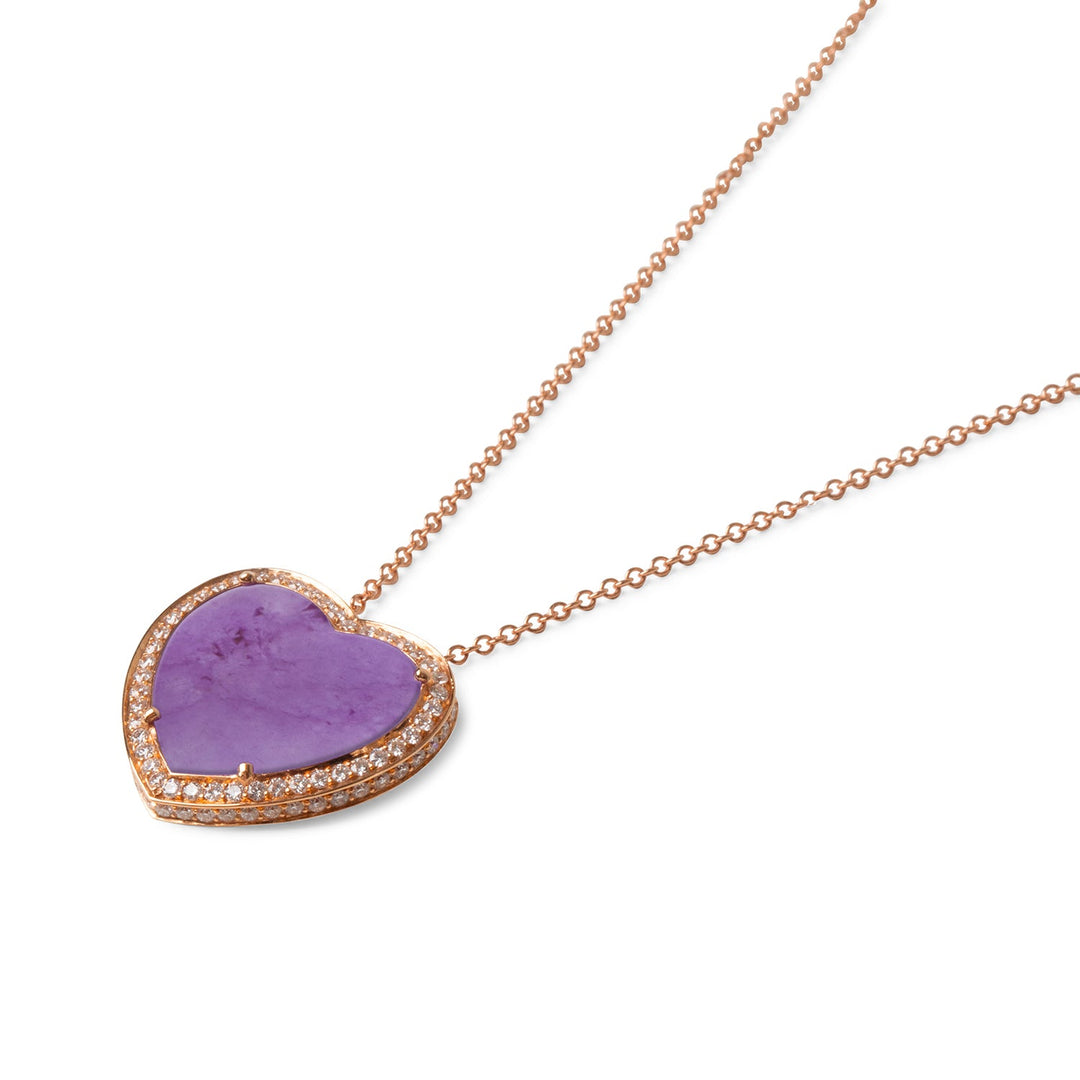 Amore necklace with purple agate in rose gold, large size (view 2)