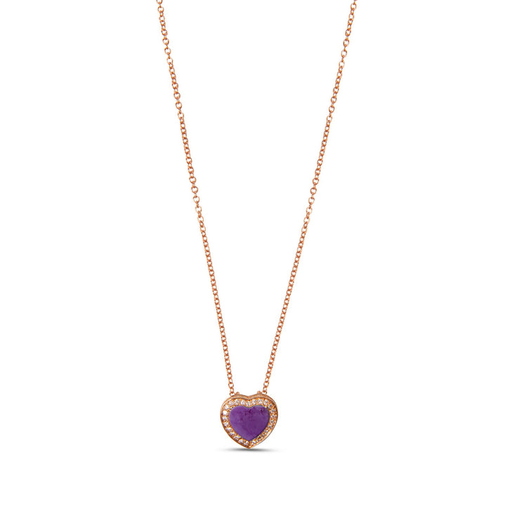 Amore necklace with purple agate in rose gold, small size