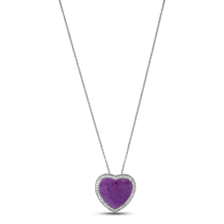 Amore necklace with purple agate in white gold, large size