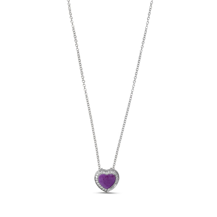 Amore necklace with purple agate in white gold, small size