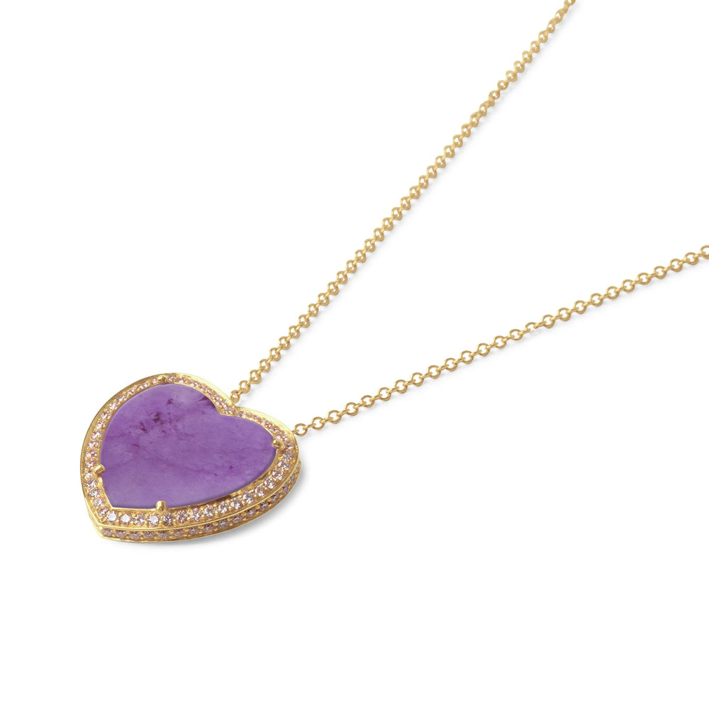 Amore necklace with purple agate in yellow gold, large size (view 2)