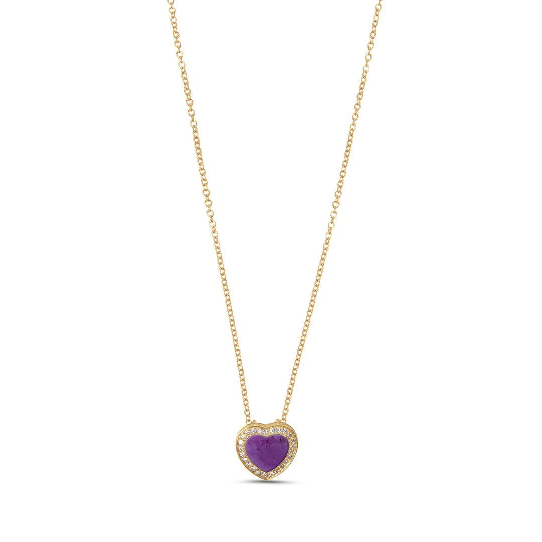Amore necklace with purple agate in yellow gold, small size