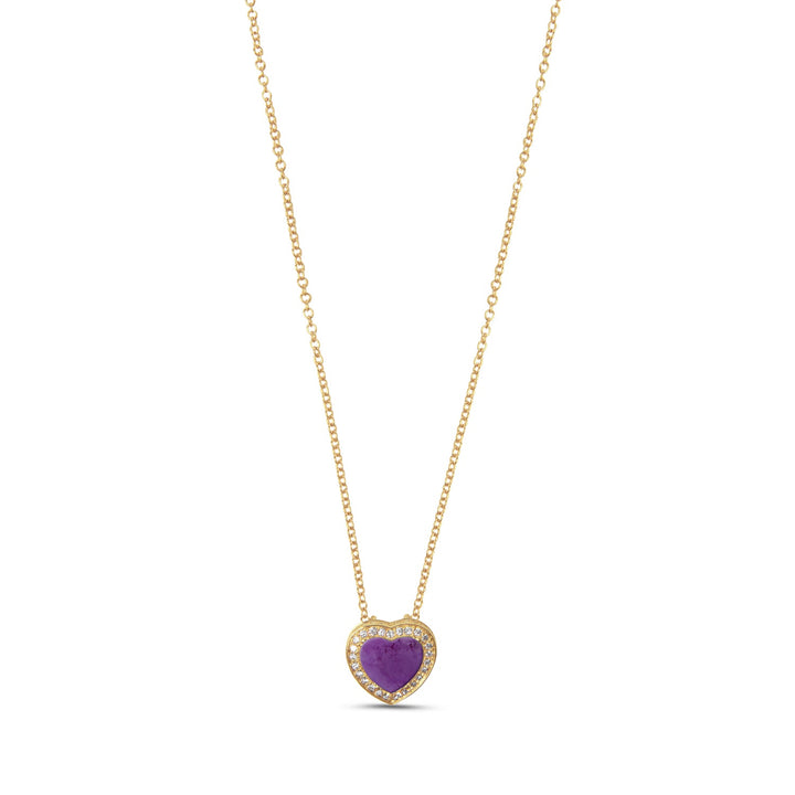 Amore necklace with purple agate in yellow gold, small size