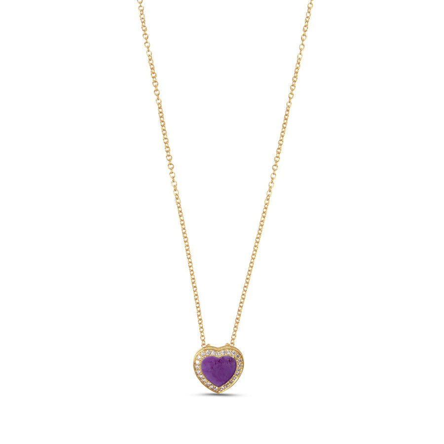 Amore necklace with purple agate in yellow gold, small size