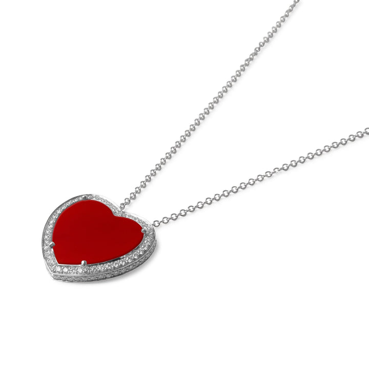 Amore necklace with red carnelian in white gold, large size (view 2)
