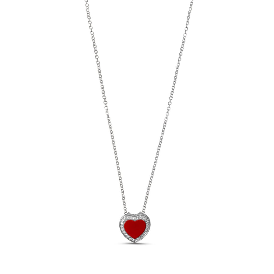 Amore necklace with red carnelian in white gold, small size