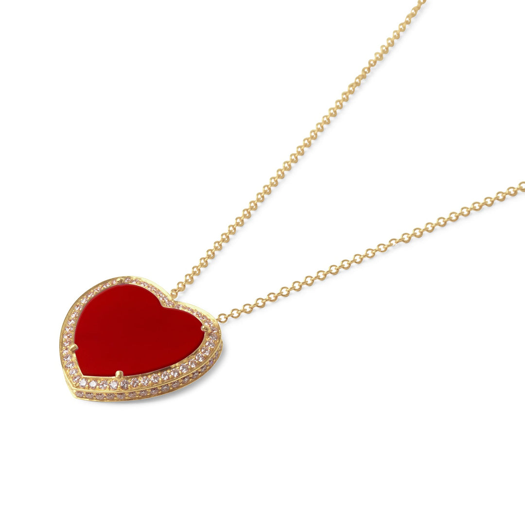 Amore necklace with red carnelian in yellow gold, large size (view 2)