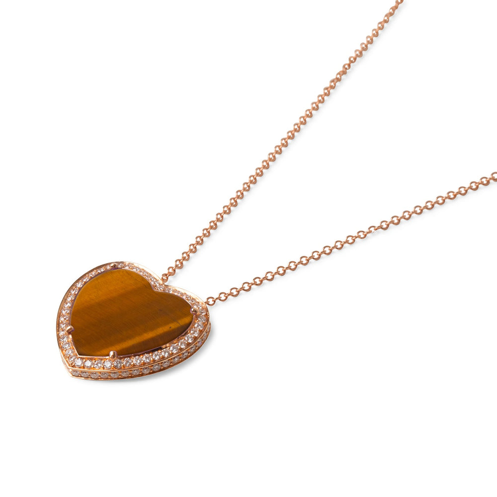 Amore necklace with tiger eye in rose gold, large size (view 2)