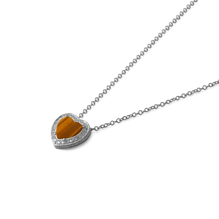 Amore necklace with tiger eye in white gold, small size (view 2)