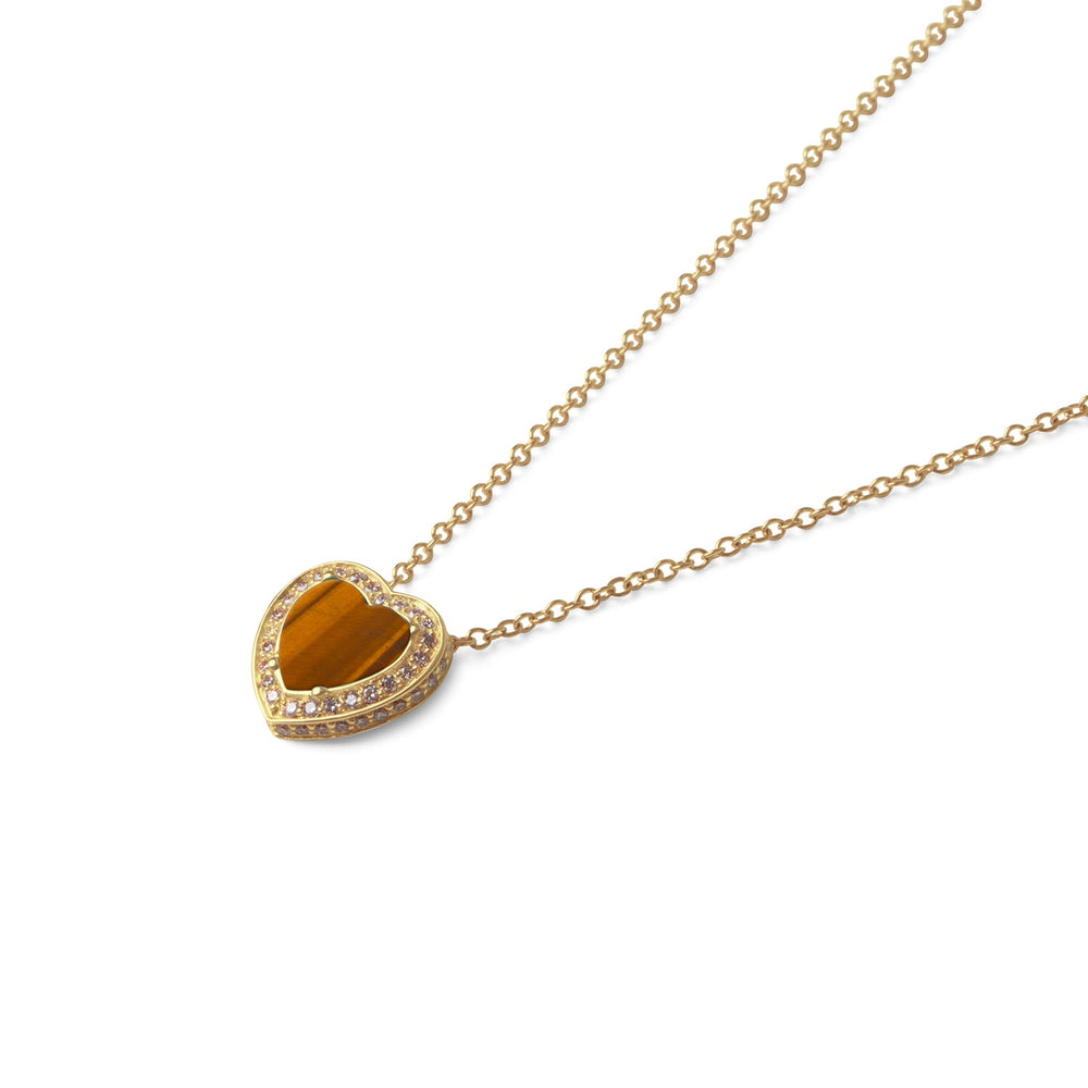 Amore necklace with tiger eye in yellow gold, small size (view 2)
