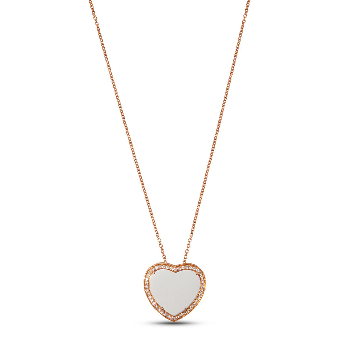 Amore necklace with white agate in rose gold, large size