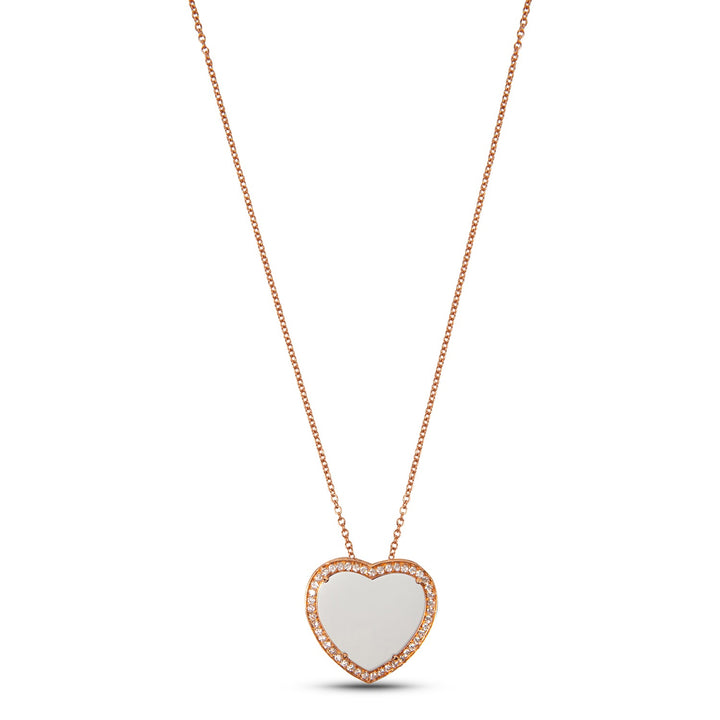 Amore necklace with white agate in rose gold, large size