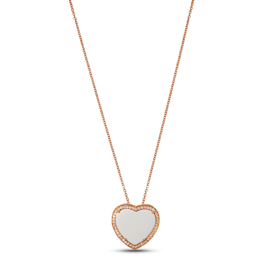 Amore necklace with white agate in rose gold, large size