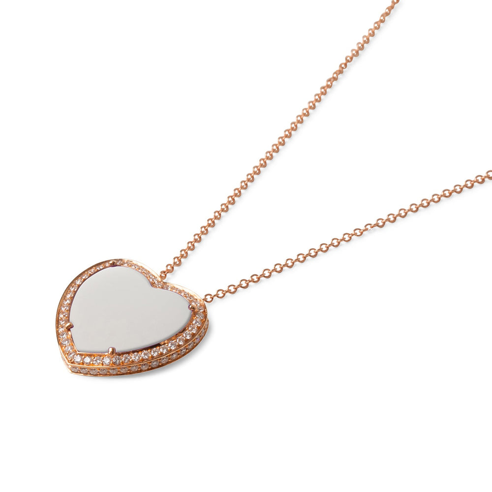 Amore necklace with white agate in rose gold, large size (view 2)