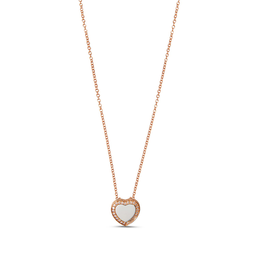 Amore necklace with white agate in rose gold, small size