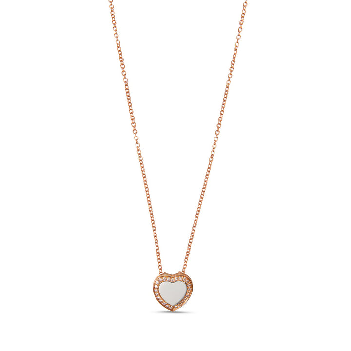 Amore necklace with white agate in rose gold, small size
