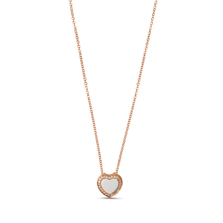 Amore necklace with white agate in rose gold, small size
