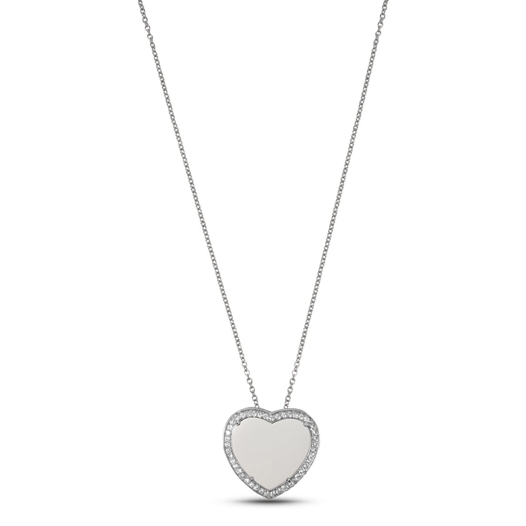 Amore necklace with white agate in white gold, large size