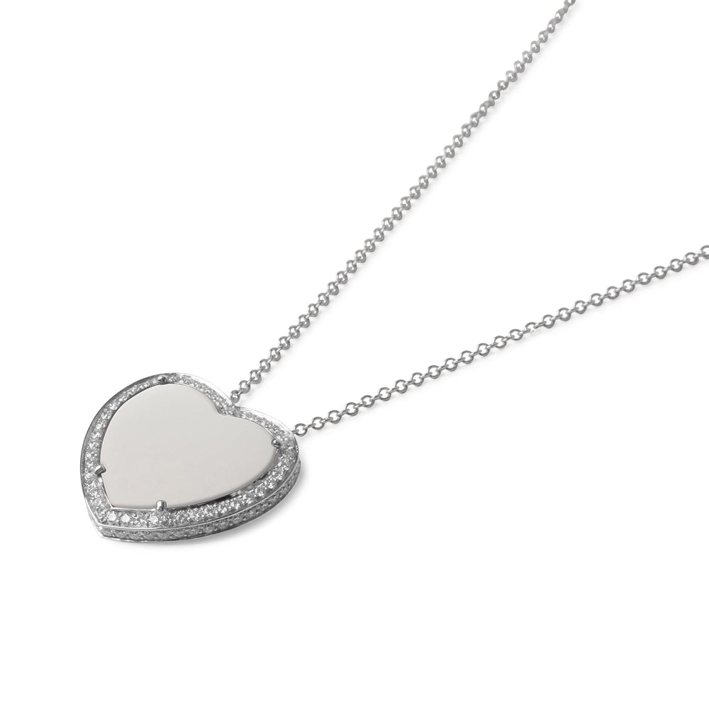 Amore necklace with white agate in white gold, large size (view 2)