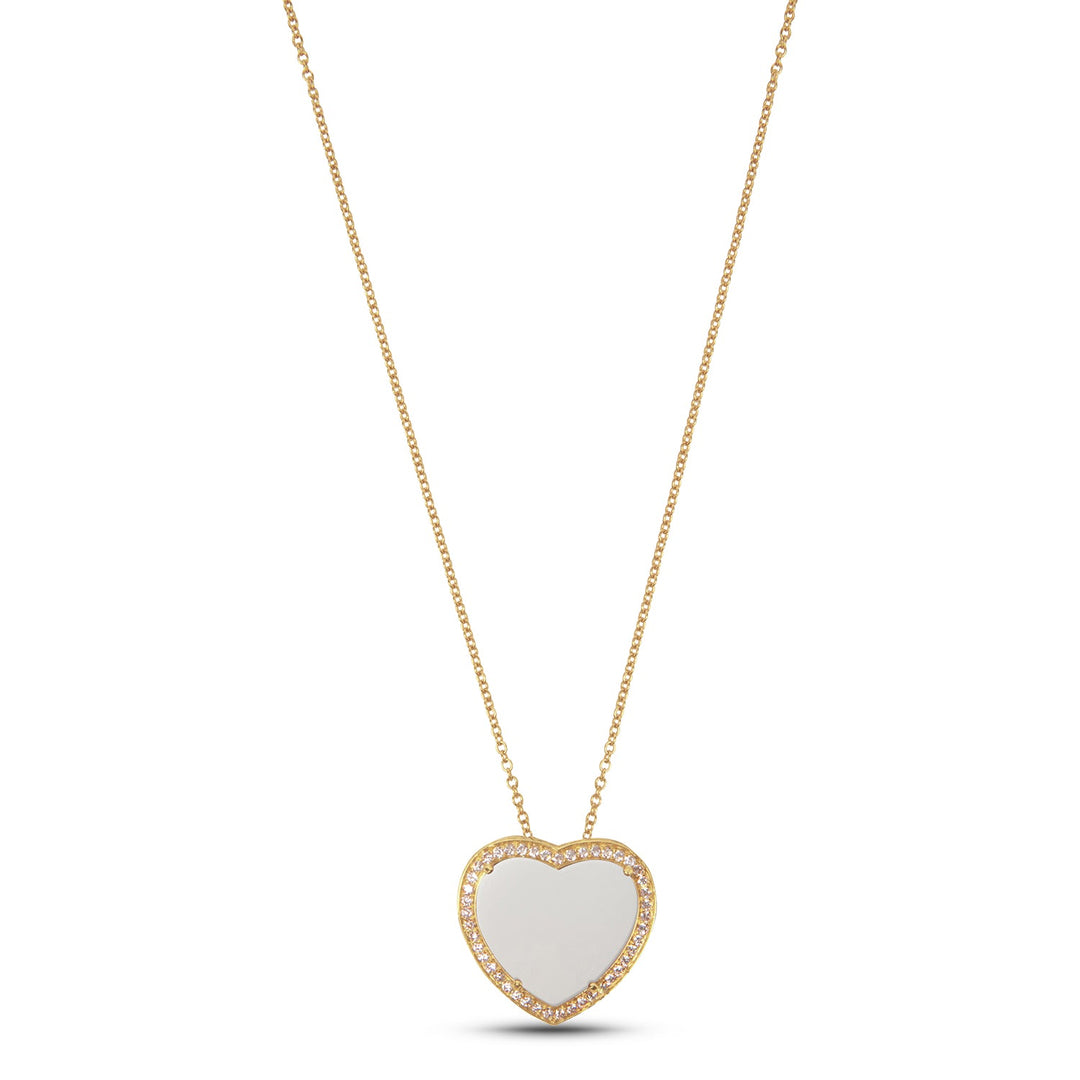 Amore necklace with white agate in yellow gold, large size
