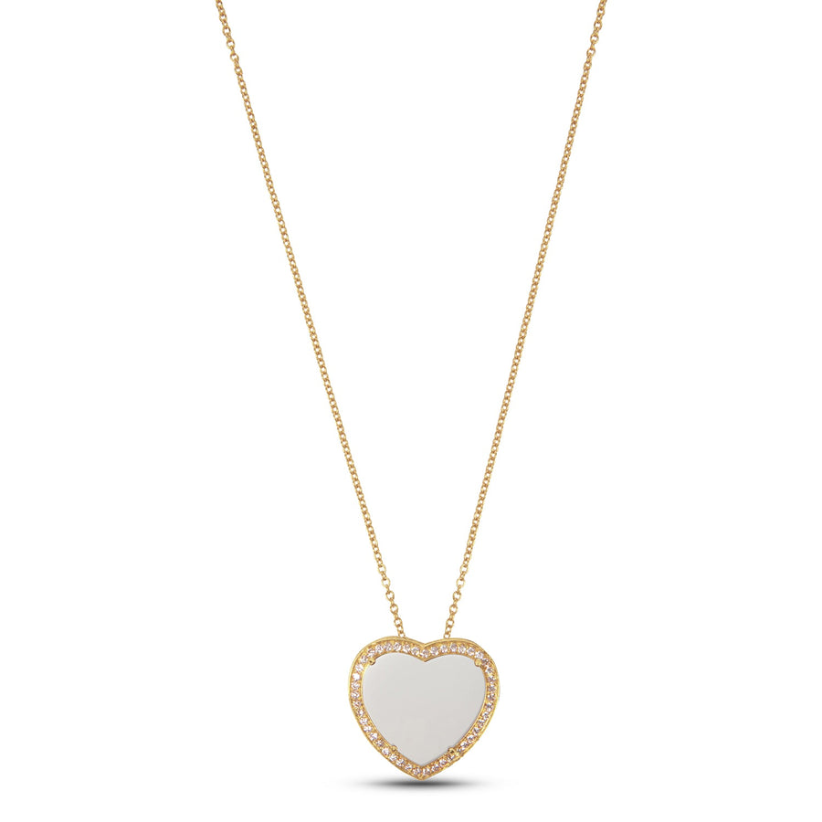Amore necklace with white agate in yellow gold, large size