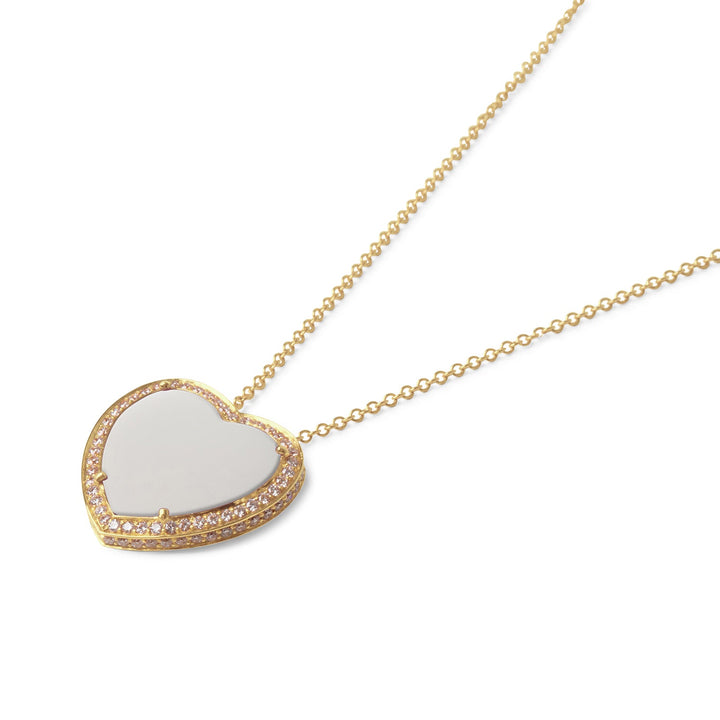 Amore necklace with white agate in yellow gold, large size (view 2)