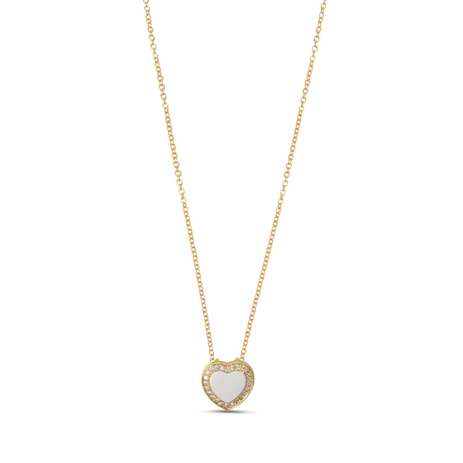 Amore necklace with white agate in yellow gold, small size