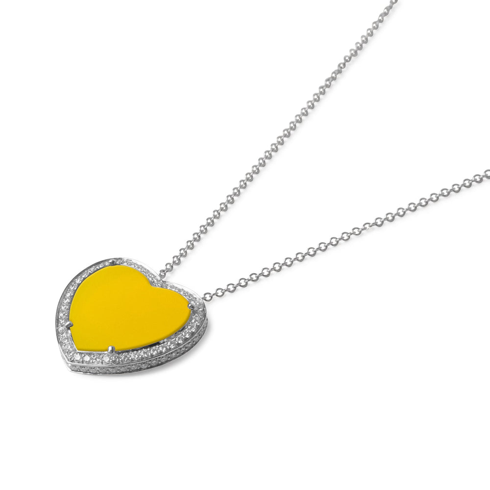 Amore necklace with yellow agate in white gold, large size (view 2)