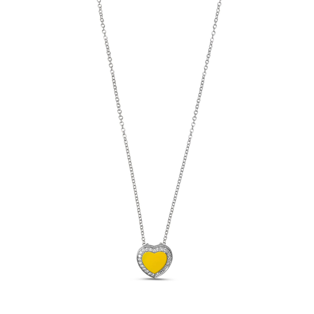 Amore necklace with yellow agate in white gold, small size