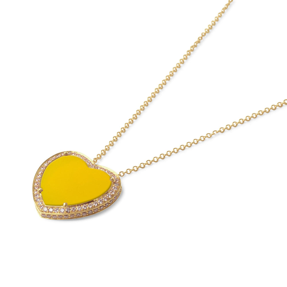Amore necklace with yellow agate in yellow gold, large size (view 2)