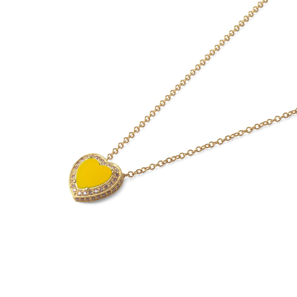 Amore necklace with yellow agate in yellow gold, small size (view 2)