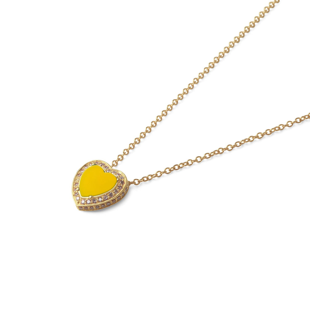 Amore necklace with yellow agate in yellow gold, small size (view 2)