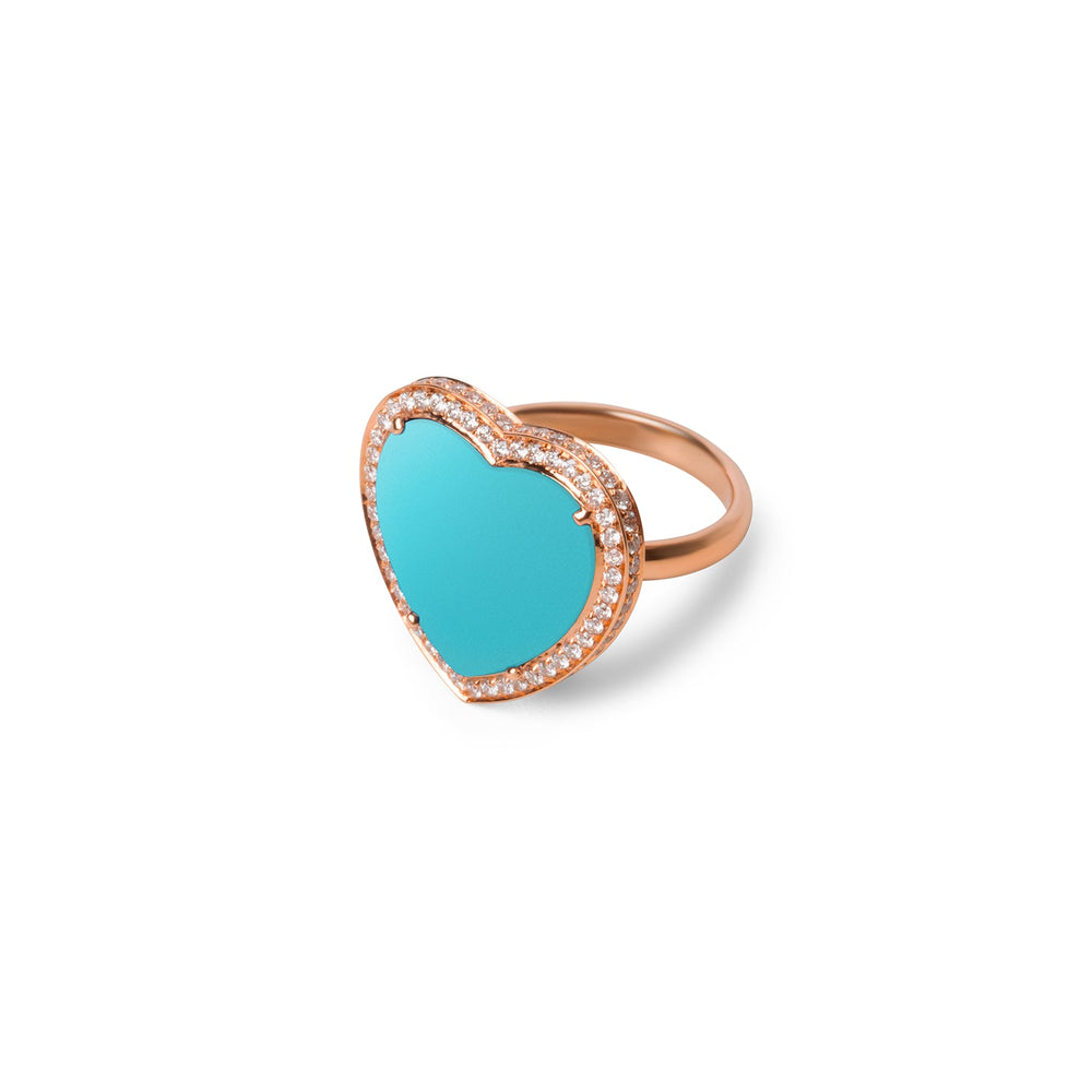 Amore rings with blue agate in rose gold, large size (view 2)