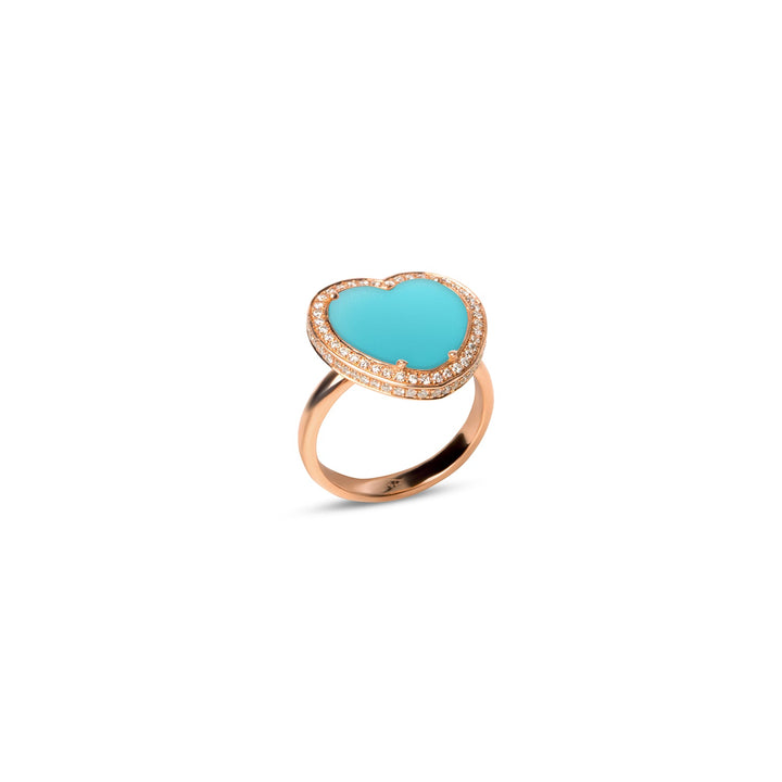 Amore rings with blue agate in rose gold, medium size
