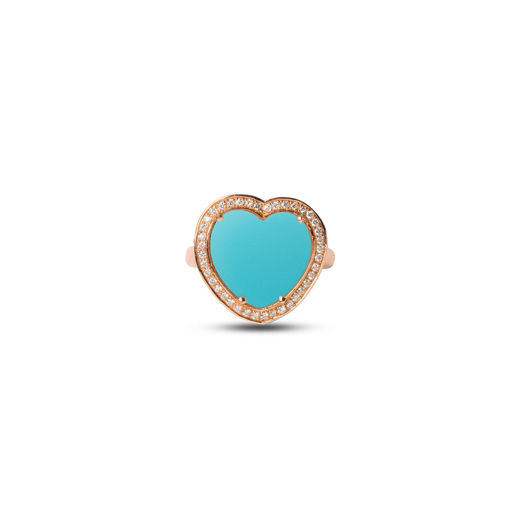 Amore rings with blue agate in rose gold, medium size (view 3)