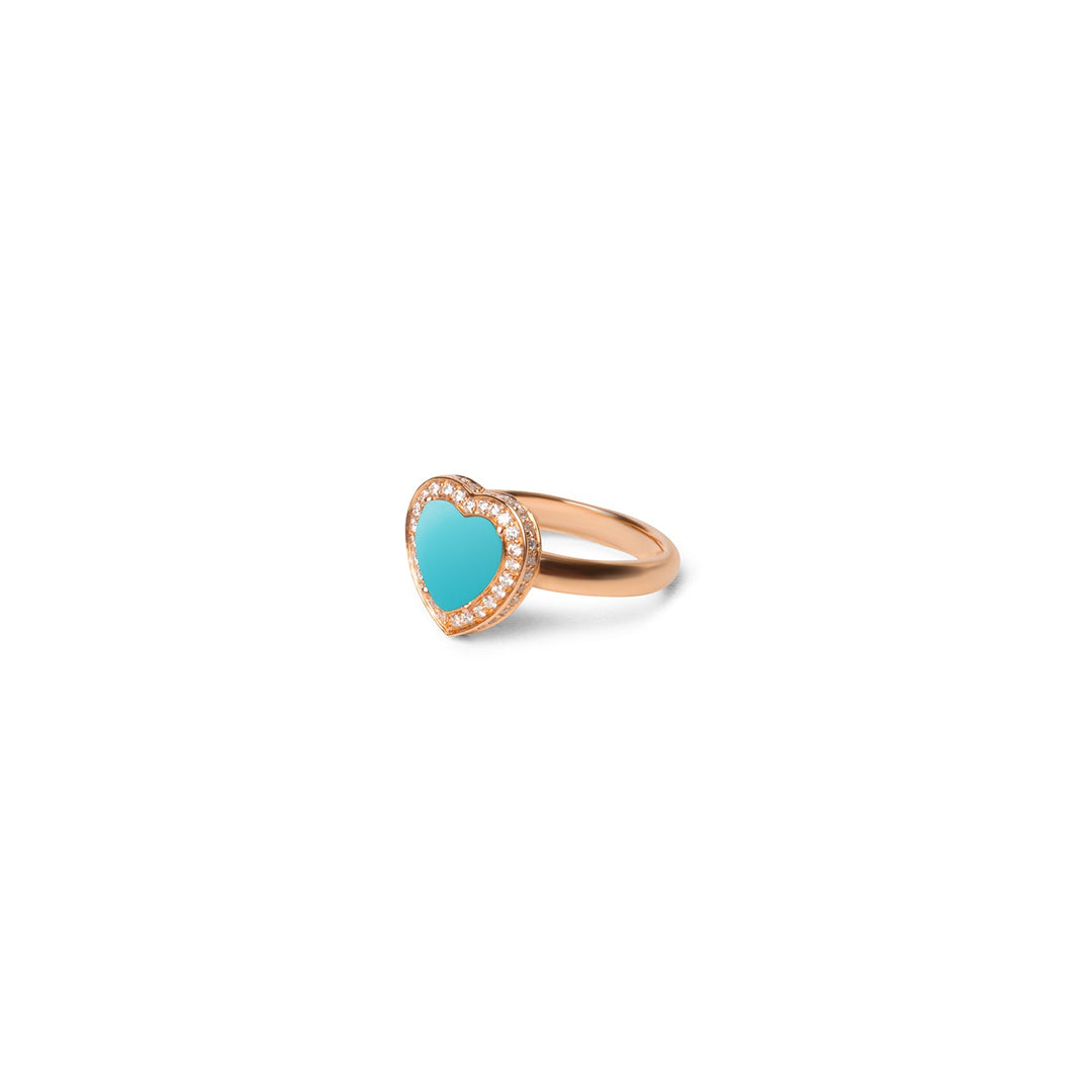Amore rings with blue agate in rose gold, small size (view 2)