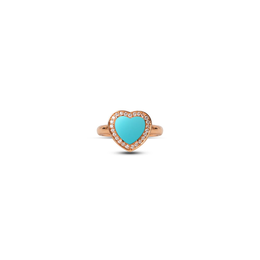 Amore rings with blue agate in rose gold, small size (view 3)