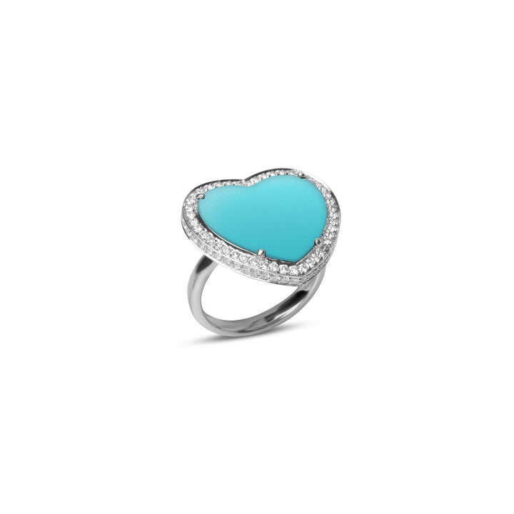 Amore rings with blue agate in white gold, large size