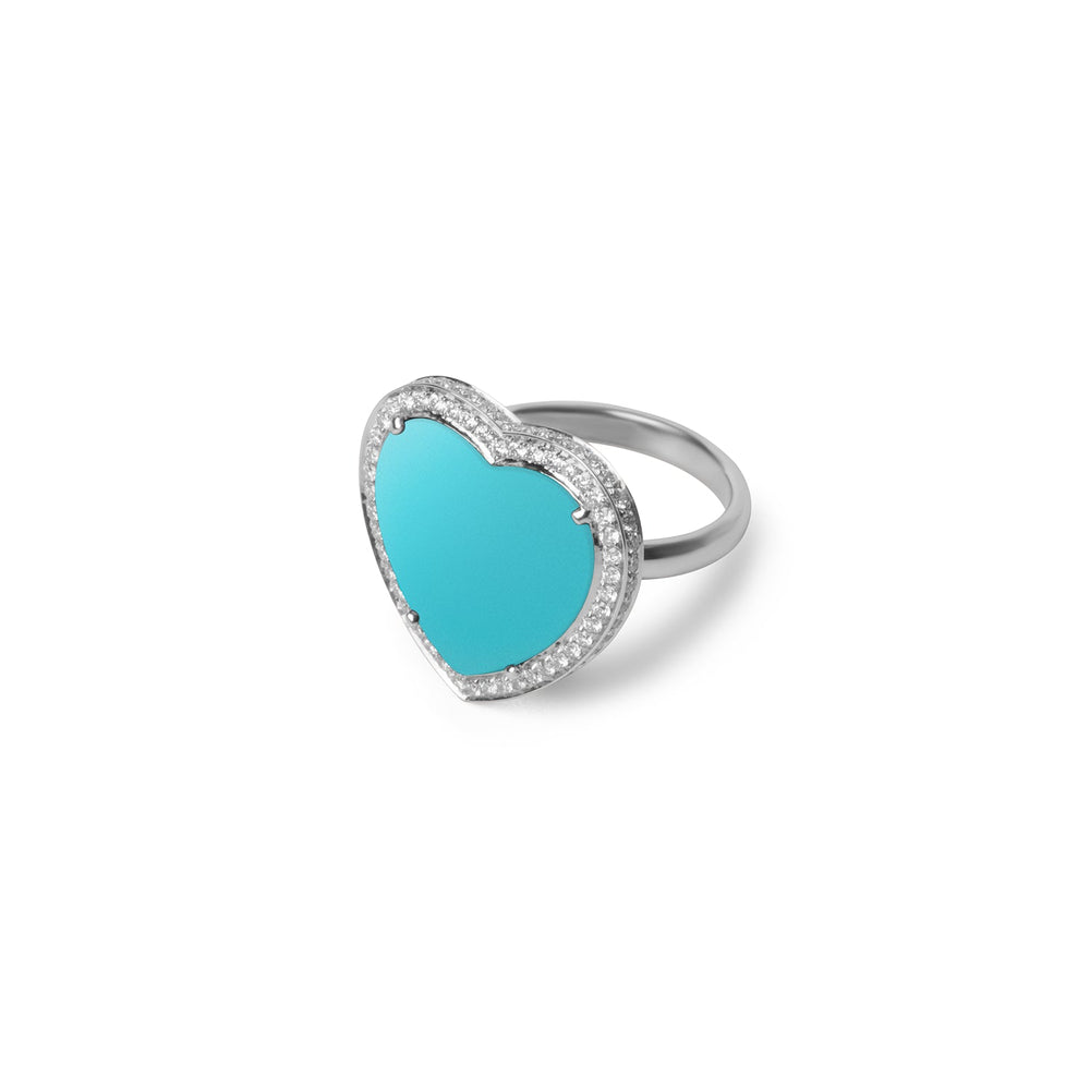 Amore rings with blue agate in white gold, large size (view 2)