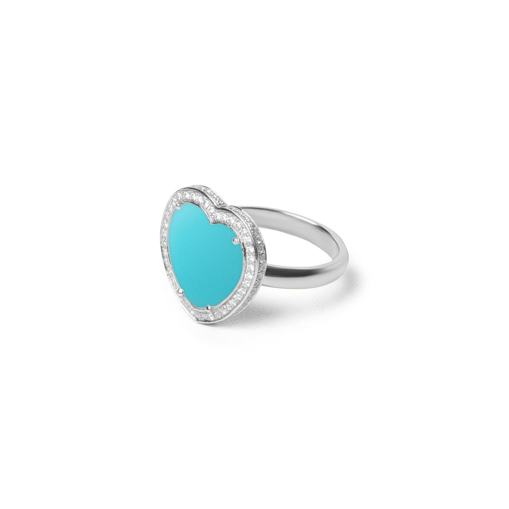 Amore rings with blue agate in white gold, medium size (view 2)