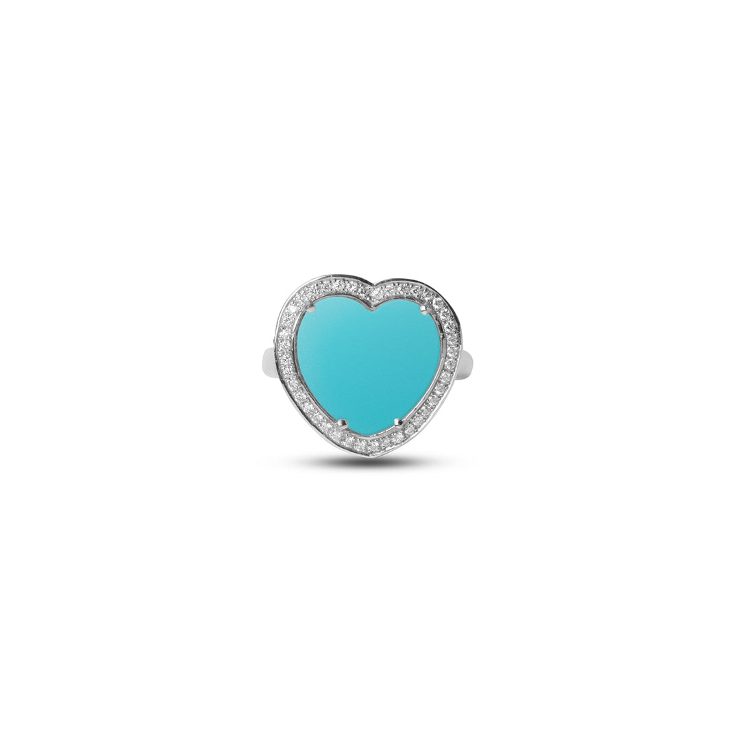 Amore rings with blue agate in white gold, medium size (view 3)