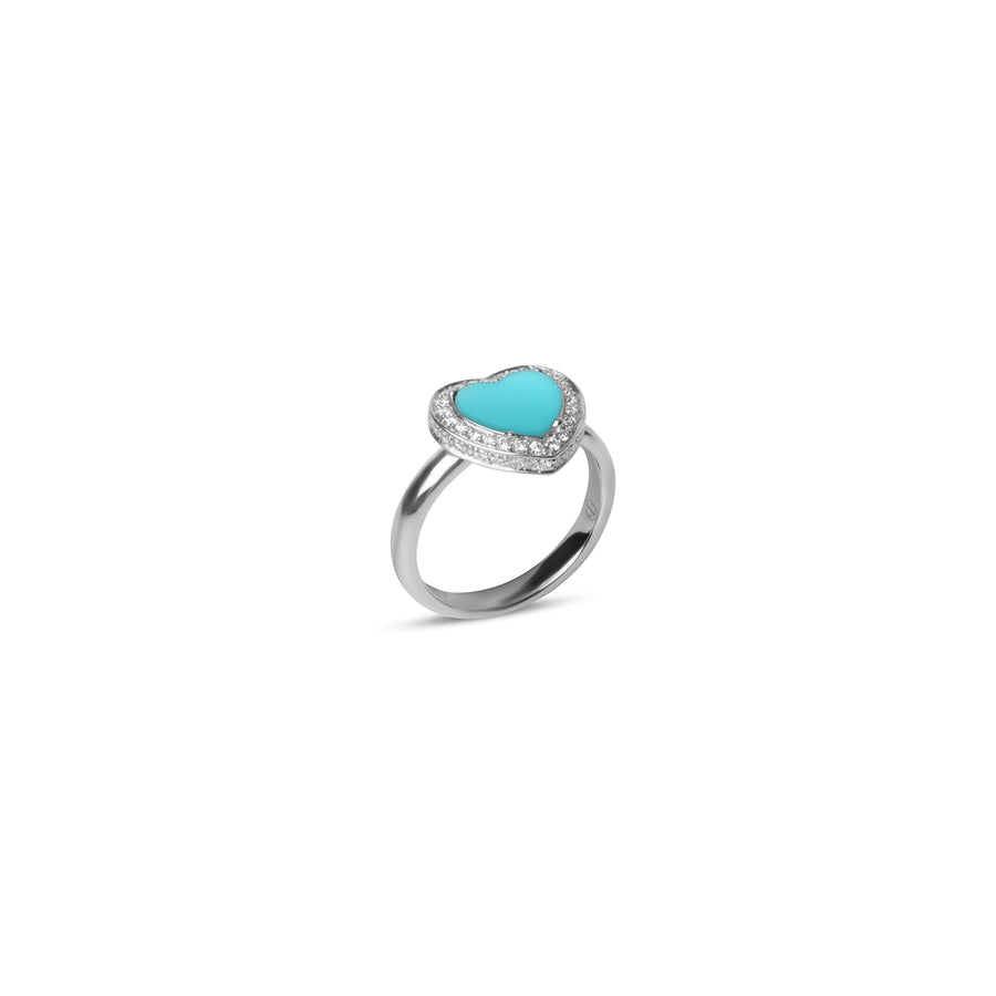 Amore rings with blue agate in white gold, small size