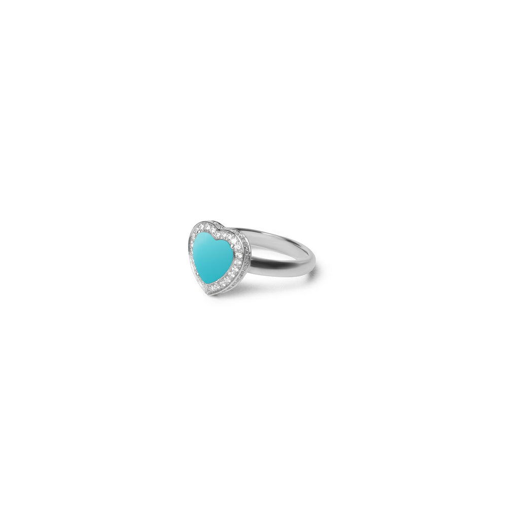 Amore rings with blue agate in white gold, small size (view 2)