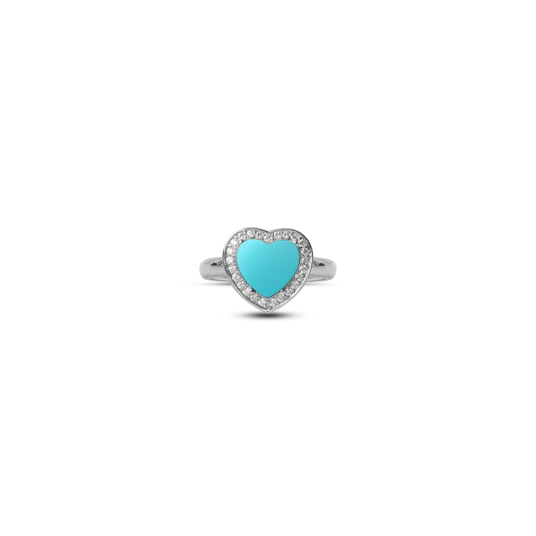 Amore rings with blue agate in white gold, small size (view 3)