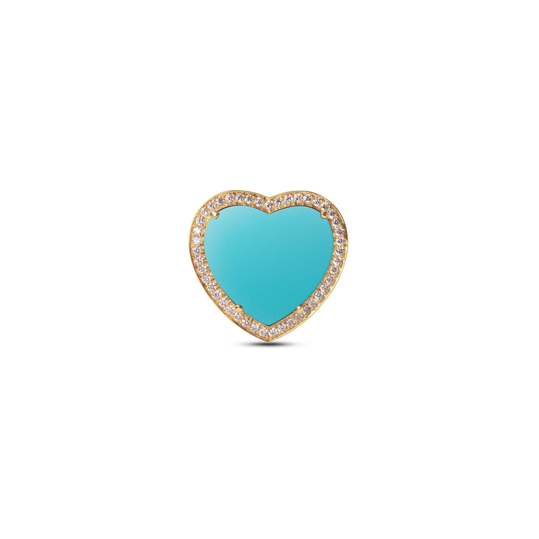 Amore rings with blue agate in yellow gold, large size (view 3)