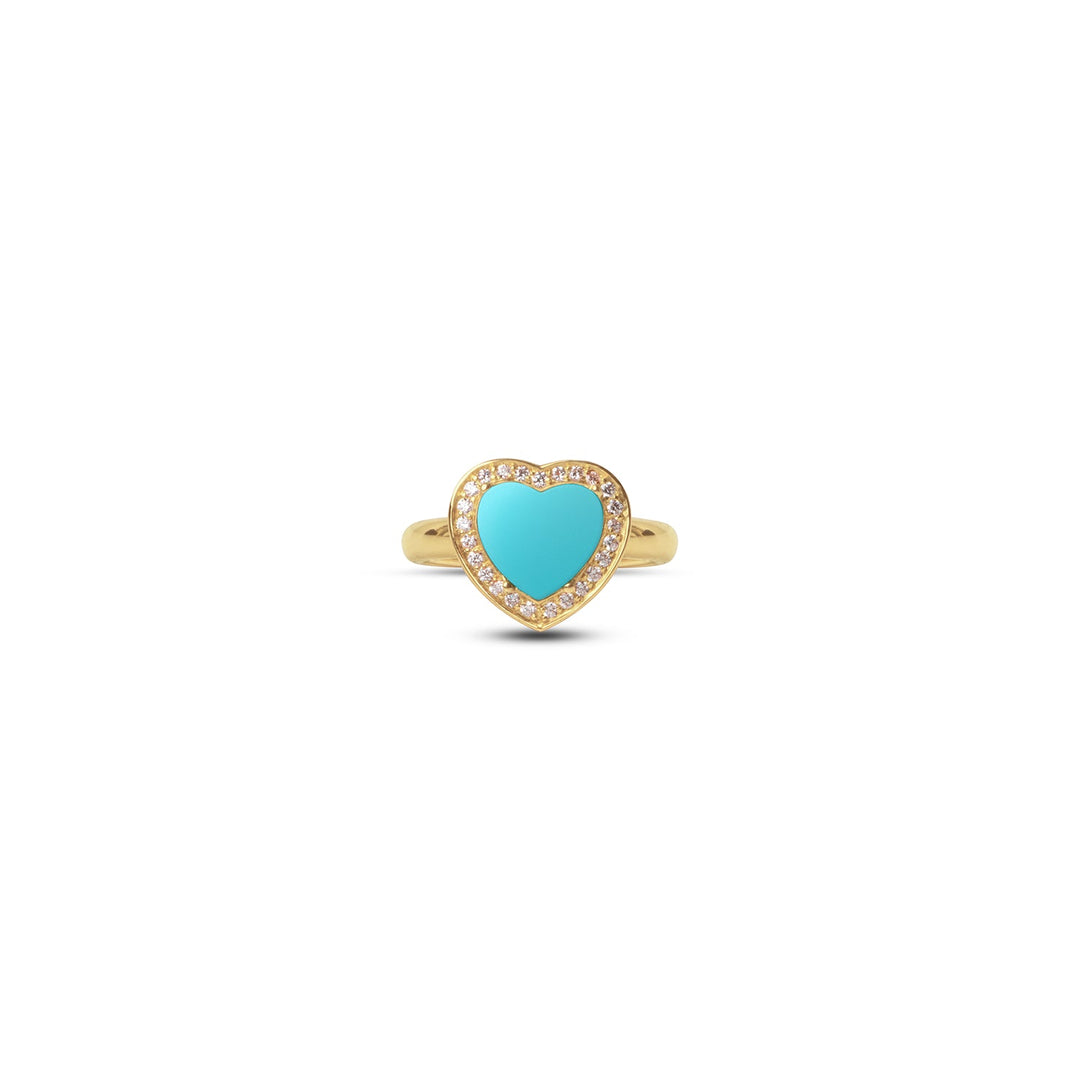 Amore rings with blue agate in yellow gold, small size (view 3)