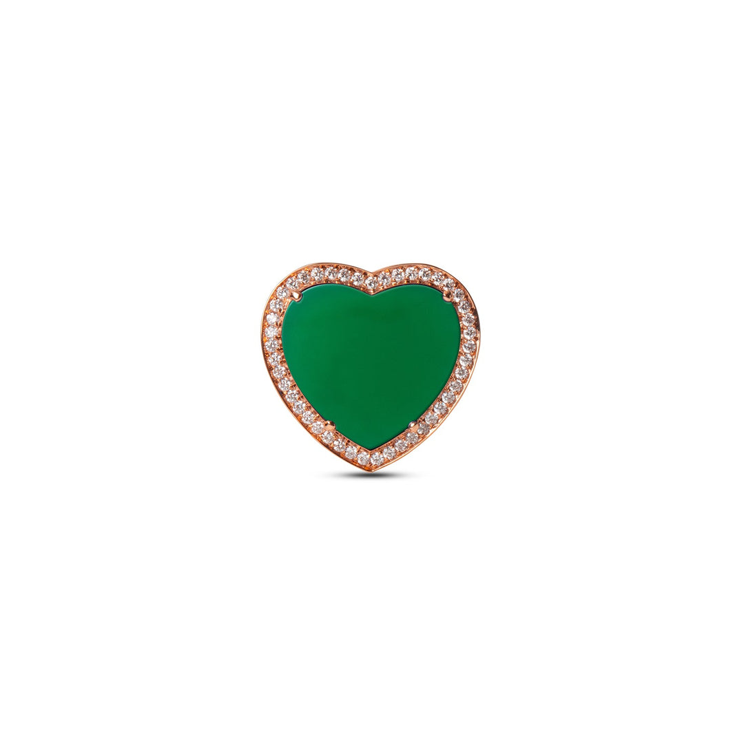 Amore rings with green agate in rose gold, large size (view 3)