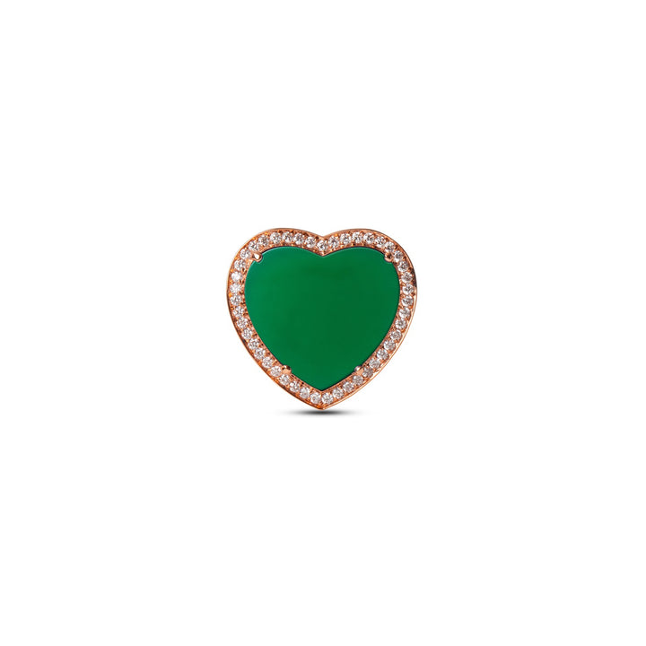 Amore rings with green agate in rose gold, large size (view 3)