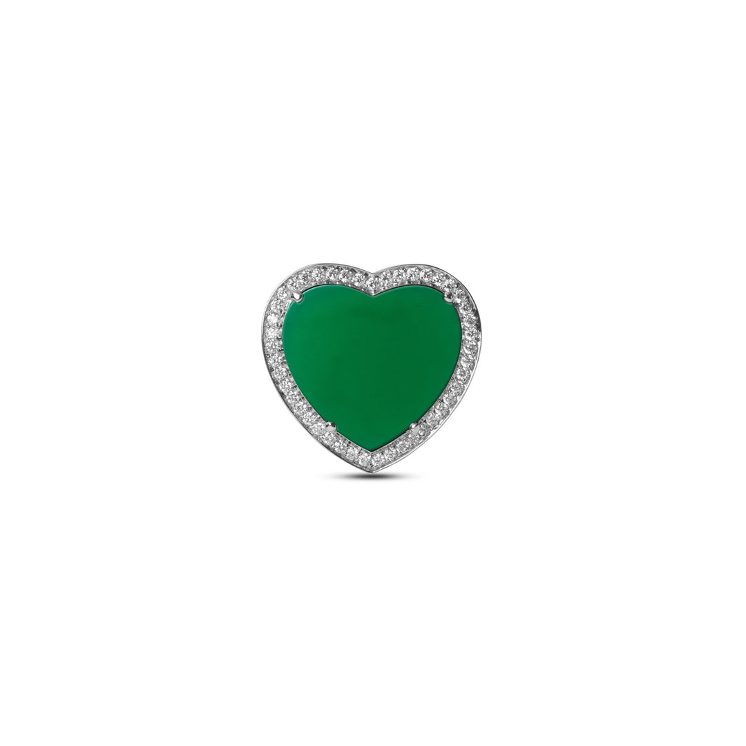 Amore rings with green agate in white gold, large size (view 3)